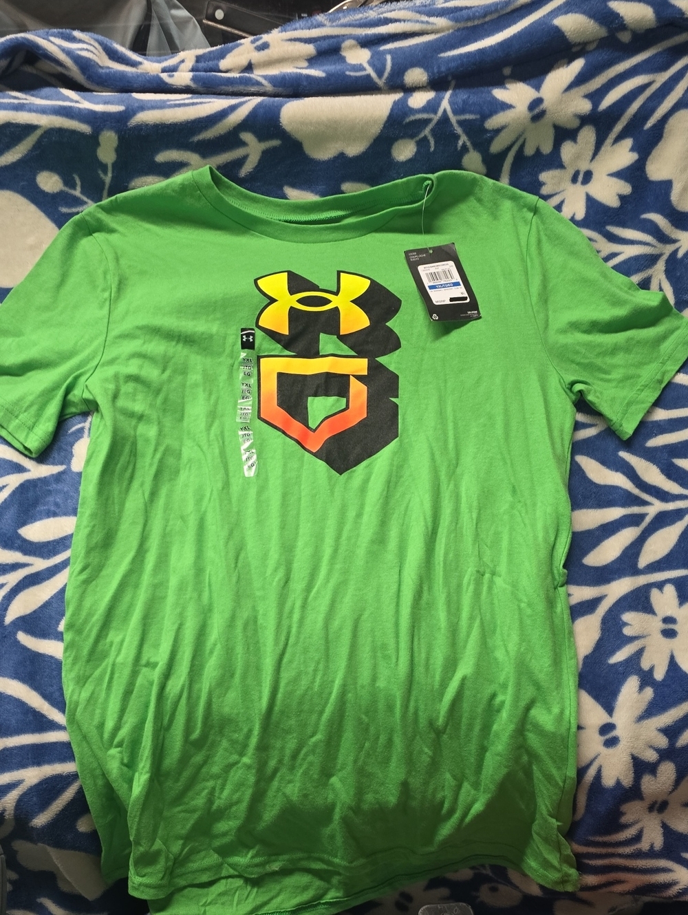 Under Armour Youth Vibrant Green Tee with Bold Logo